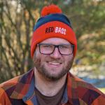 Winter knitted beanie with pom-pom REDBASS