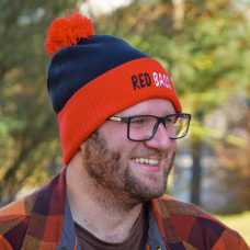 Winter knitted beanie with pom-pom REDBASS