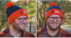 Winter knitted beanie with pom-pom REDBASS