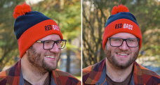 Winter knitted beanie with pom-pom REDBASS